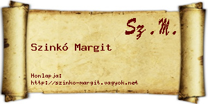 Szinkó Margit névjegykártya