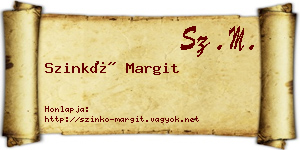 Szinkó Margit névjegykártya